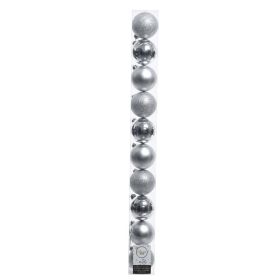 Shatterproof Tube of 10 Baubles - Silver