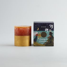 Orange & Cinnamon Gold Dipped Pillar Candle