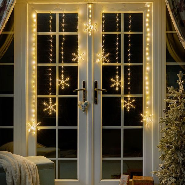 Curtain Lights Snowflake Warm White