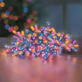 100 LED Multi Action Battery Operated Lights with Clear Cable - Rainbow