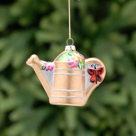 Golden Glass Watering Can Ornament 10cm