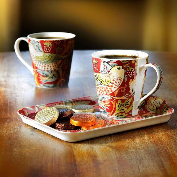 Strawberry Thief Red Mug & Tray Set