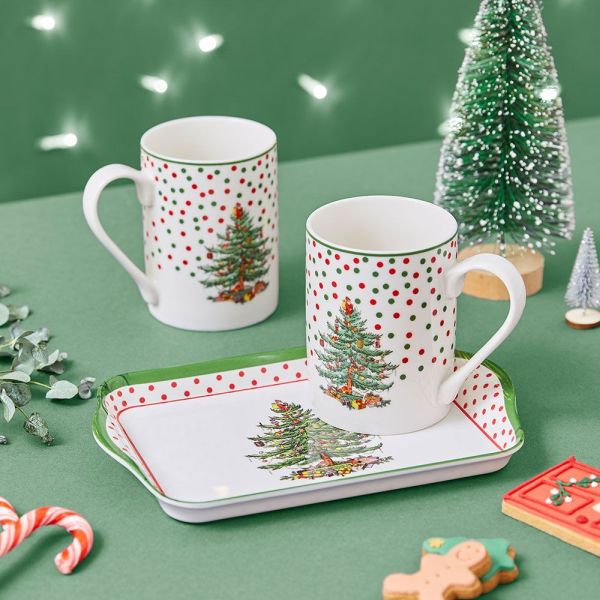 Polka Dot Three Piece Mug & Tray Set