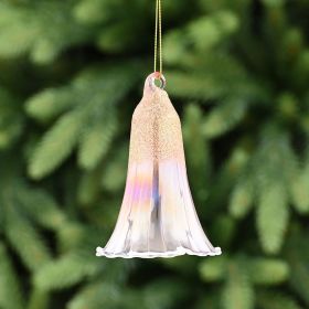 Pink Iridescent Clear Glass Bauble Bell - 10cm