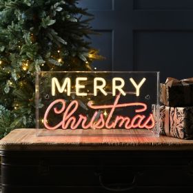 Neon Sign Red and Warm White Merry Christmas 43cm