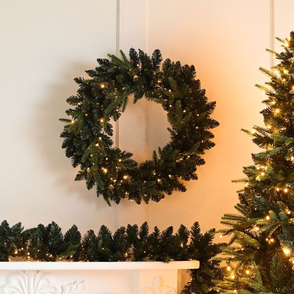 Firefly Lit Wreath 60cm Battery Operated Warm White