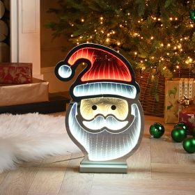 Infinity Santa Face Light With Wooden Base 40cm